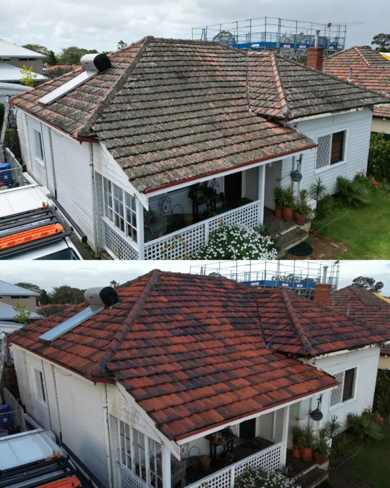before and after terracotta roof cleaning perth