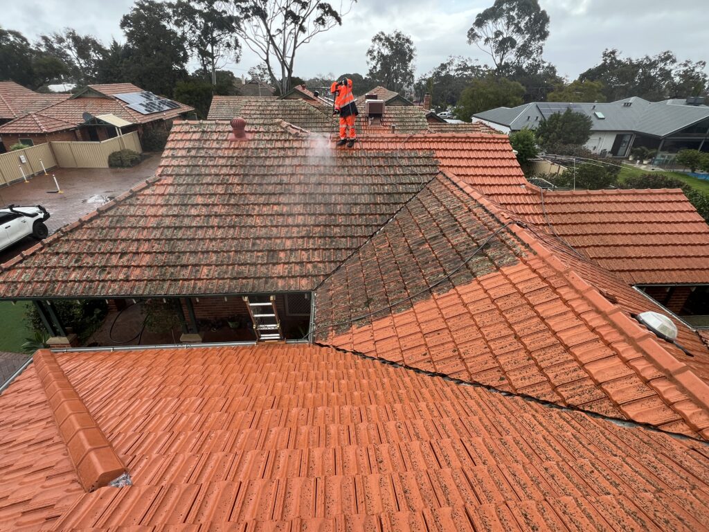 Strata roof cleaning in progress