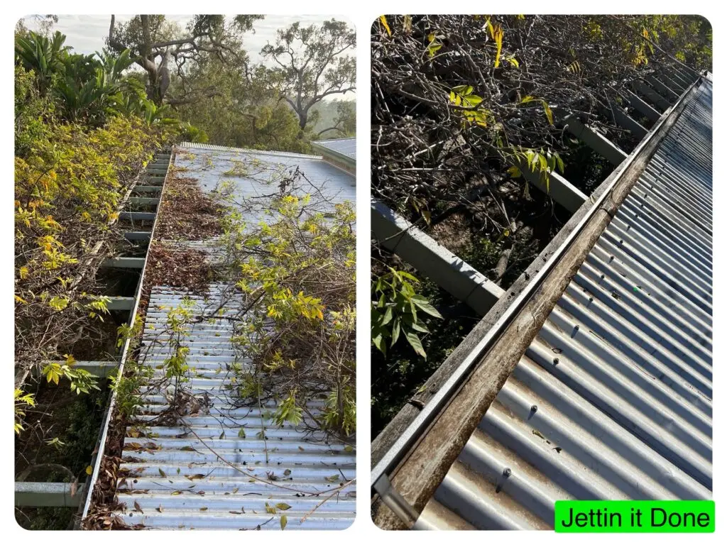 before and after gutter cleaning Perth