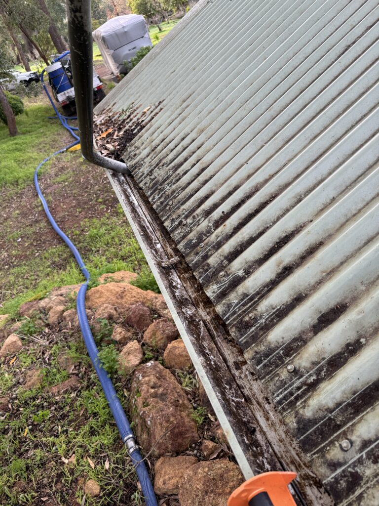 Mundaring gutter cleaning in progress